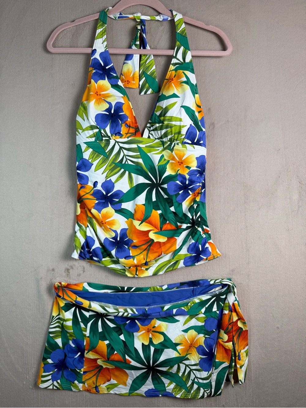 Tommy Bahama Tankini Swim Dress Sarong Skirt Set Tropical Floral Size 14